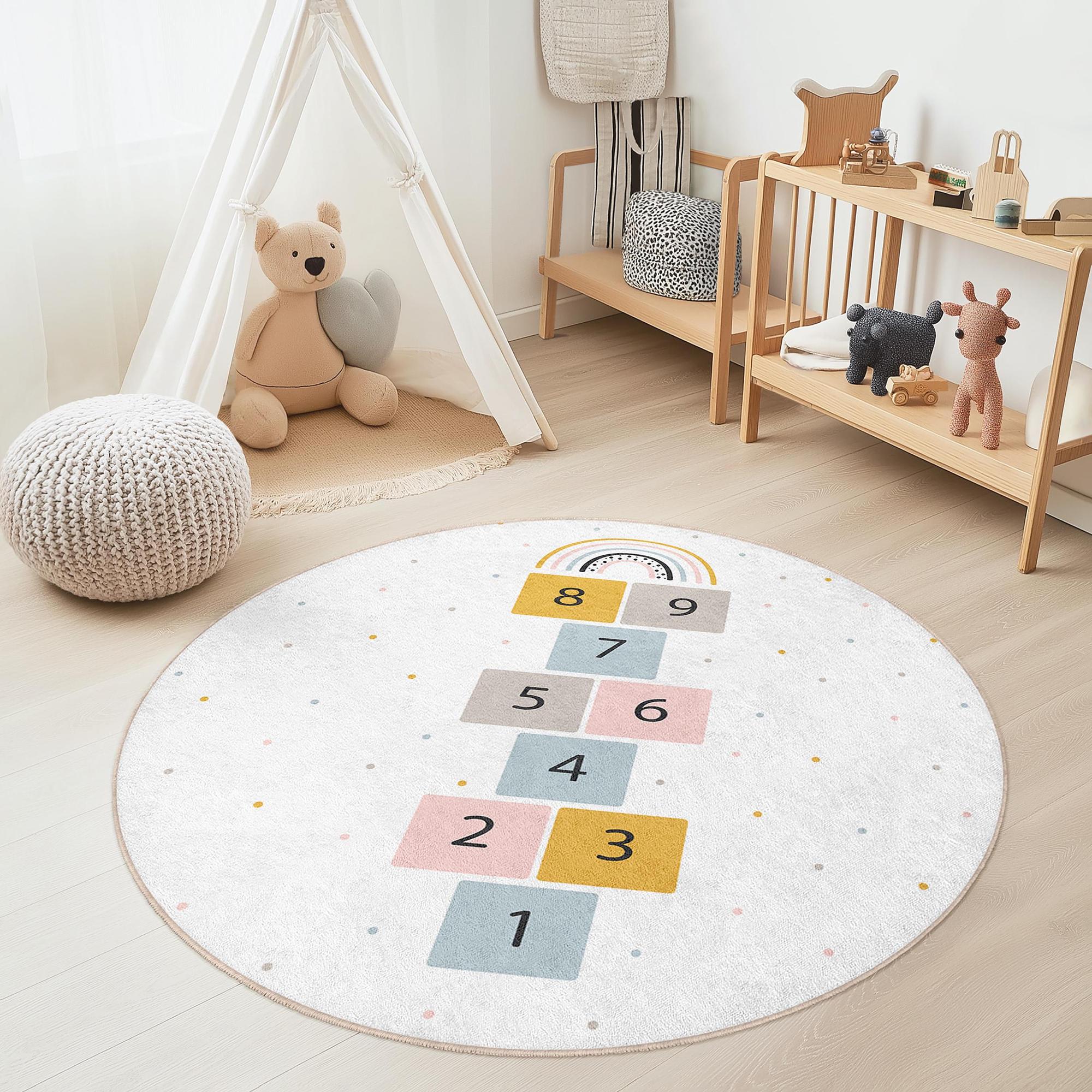 Hopscotch Regenbogen Kinderteppich Mehrfarbig ⌀150cm 3