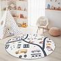 Tappeto per bambini con mappa stradale multicolore ⌀150cm 3