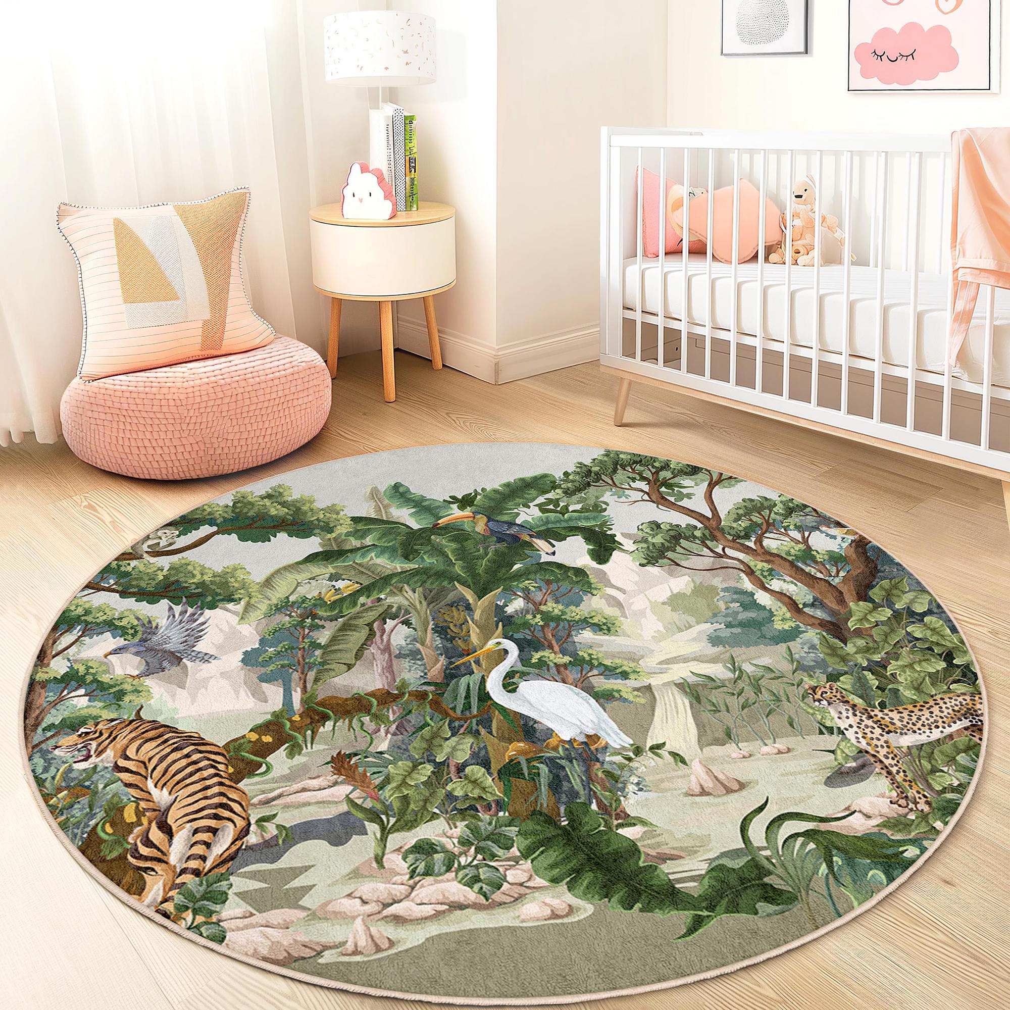 Jungle Safari Kids Rug Multicolored ⌀150cm 1