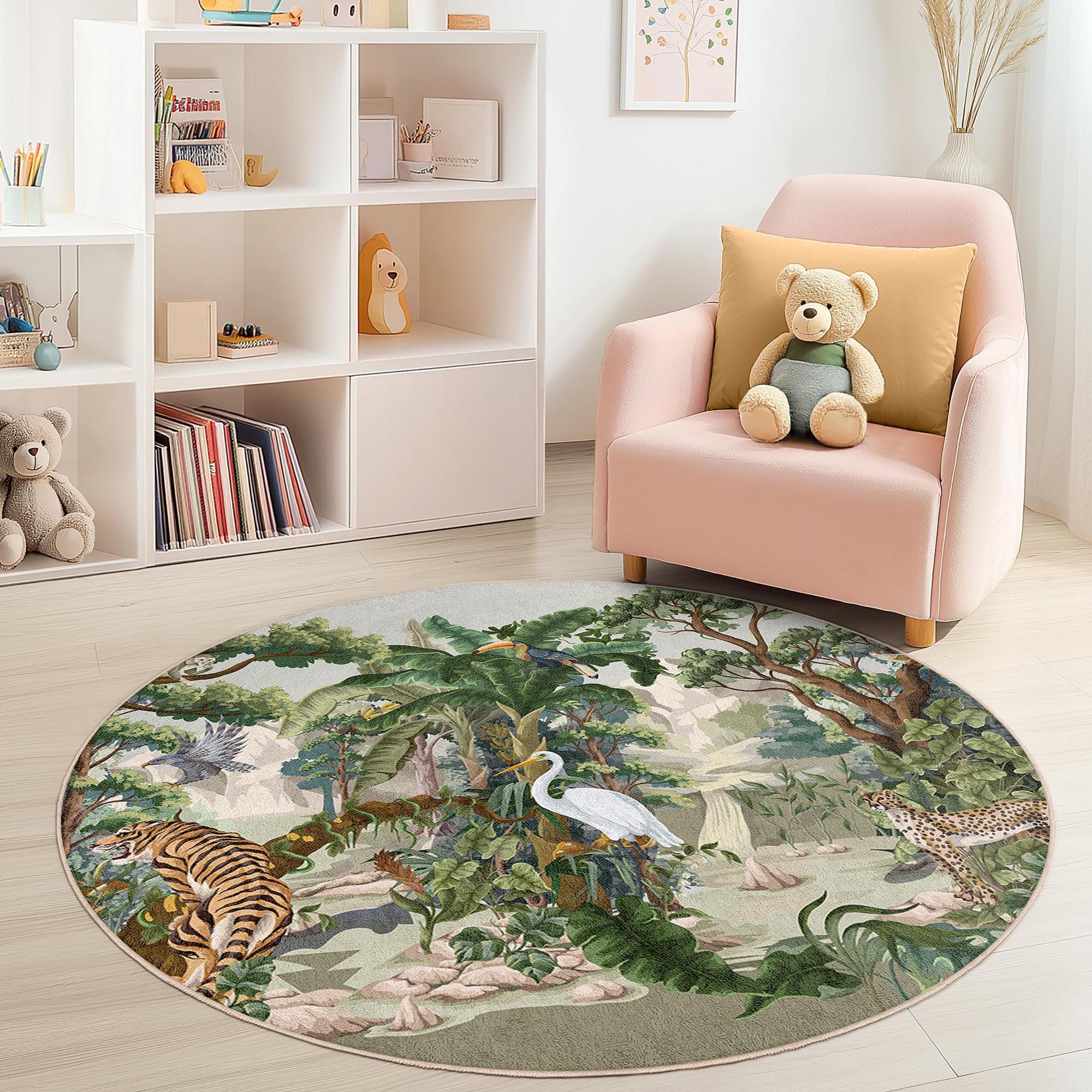 Jungle Safari Kinderteppich Mehrfarbig ⌀150cm 0