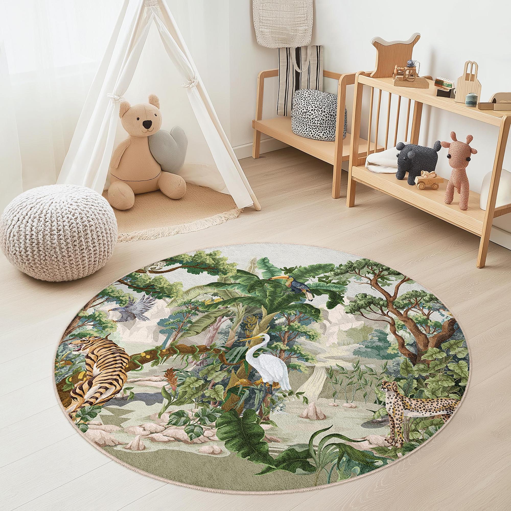 Jungle Safari Kids Rug Multicolored ⌀150cm 3