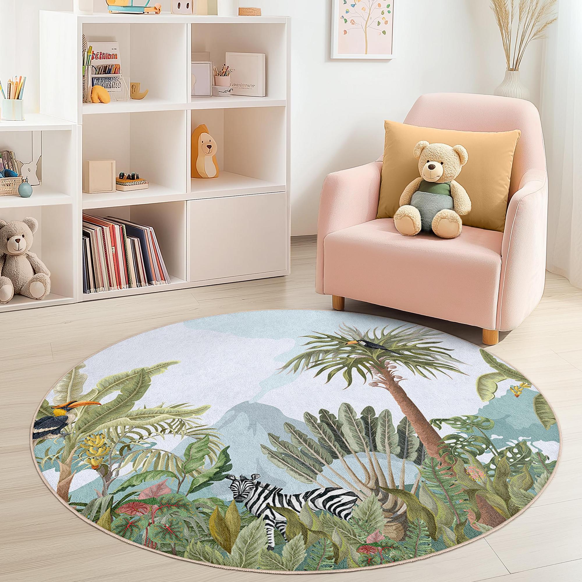Tropical jungle children's rug Multicolored ⌀120cm 1