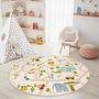 Dschungel-Straßenkarten Kinderteppich Mehrfarbig ⌀150cm 3