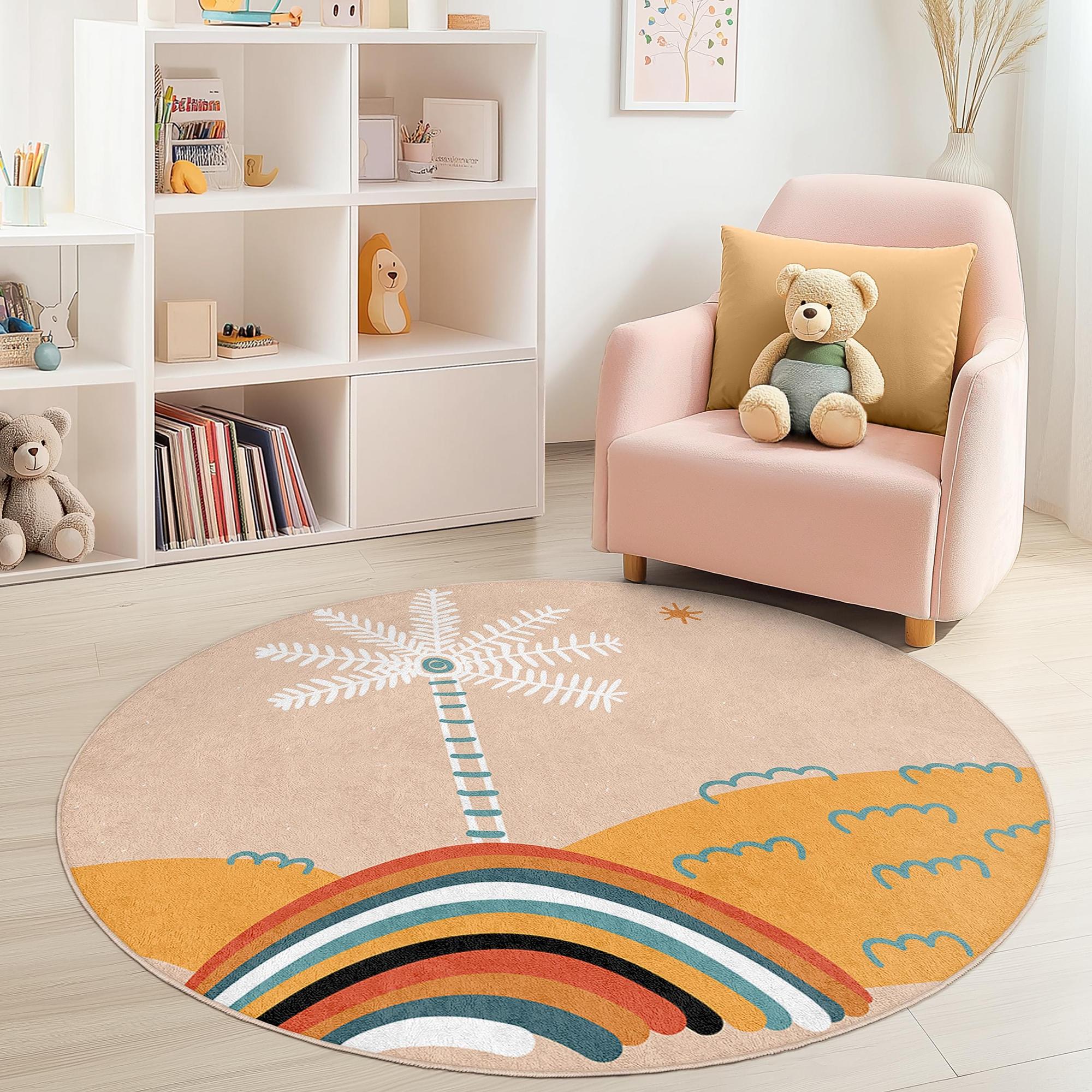 Regenbogen Kinderteppich Mehrfarbig ⌀180cm 0