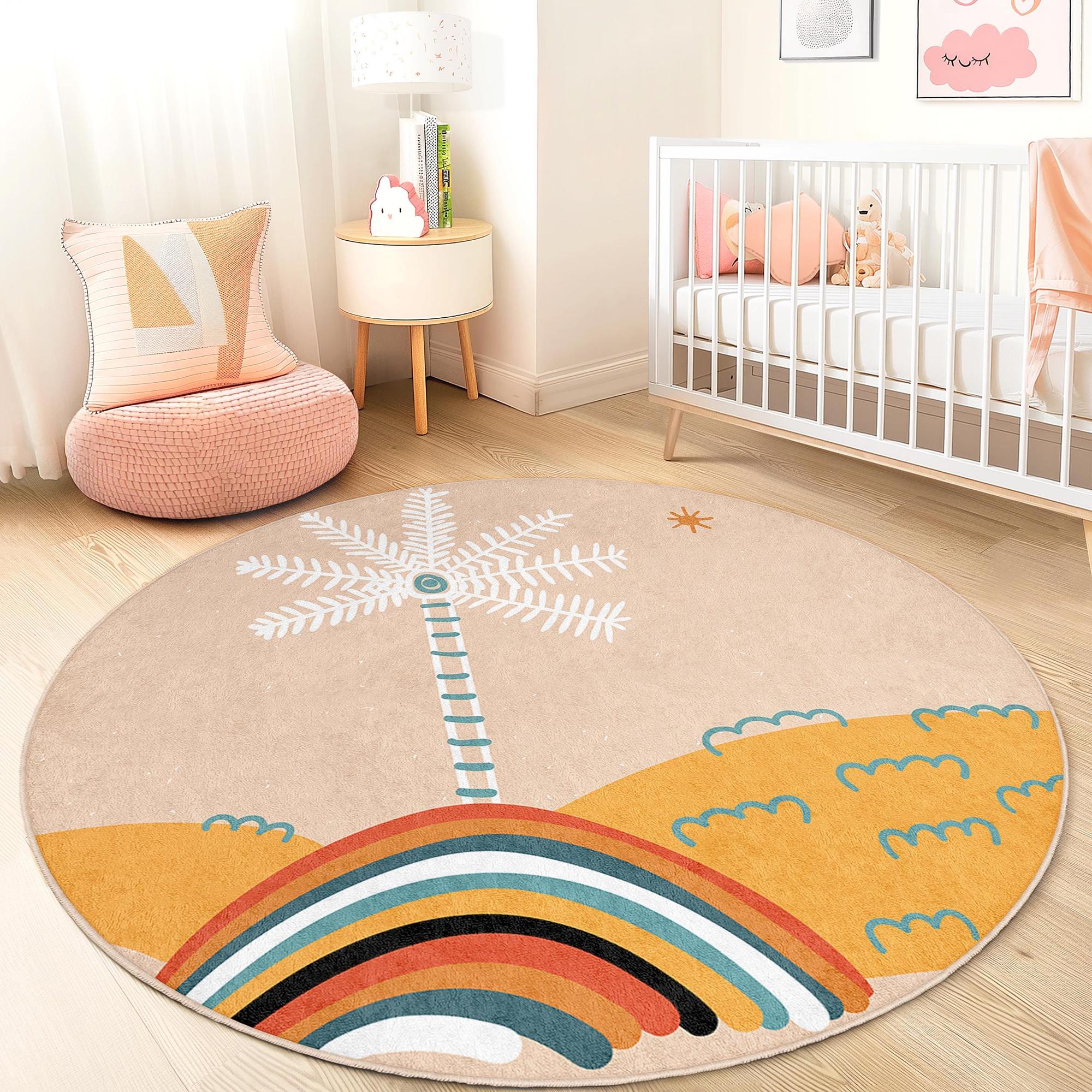 Regenbogen Kinderteppich Mehrfarbig ⌀180cm 1