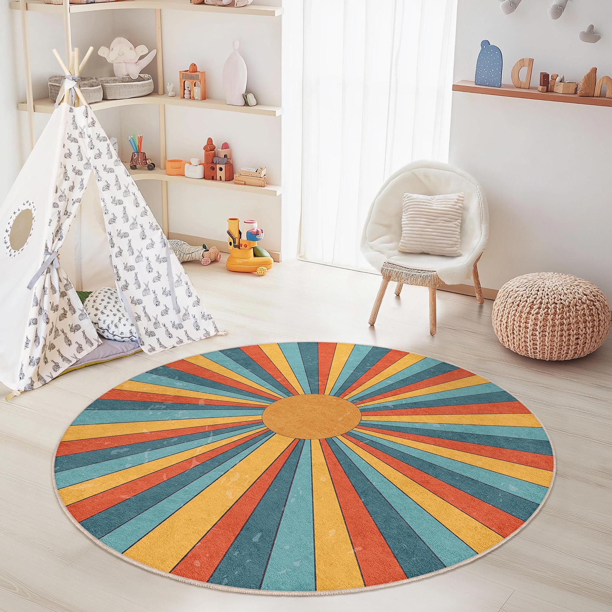 Sunbeam Children's Rug Multicolored ⌀120cm 3