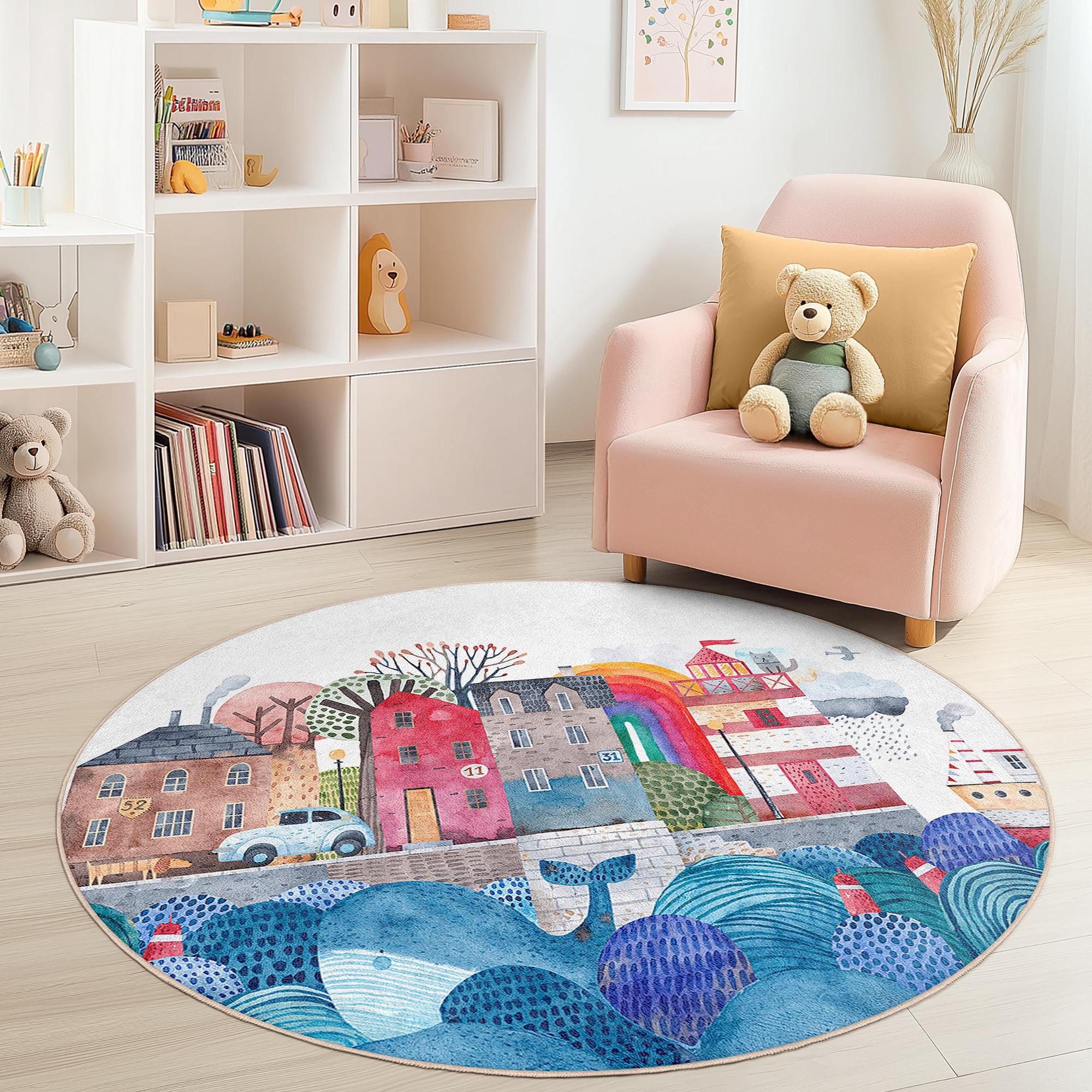 Beach house children's rug Multicolored ⌀180cm 0