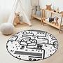 Tappeto per bambini con mappa stradale bianco e nero Ø150cm 3