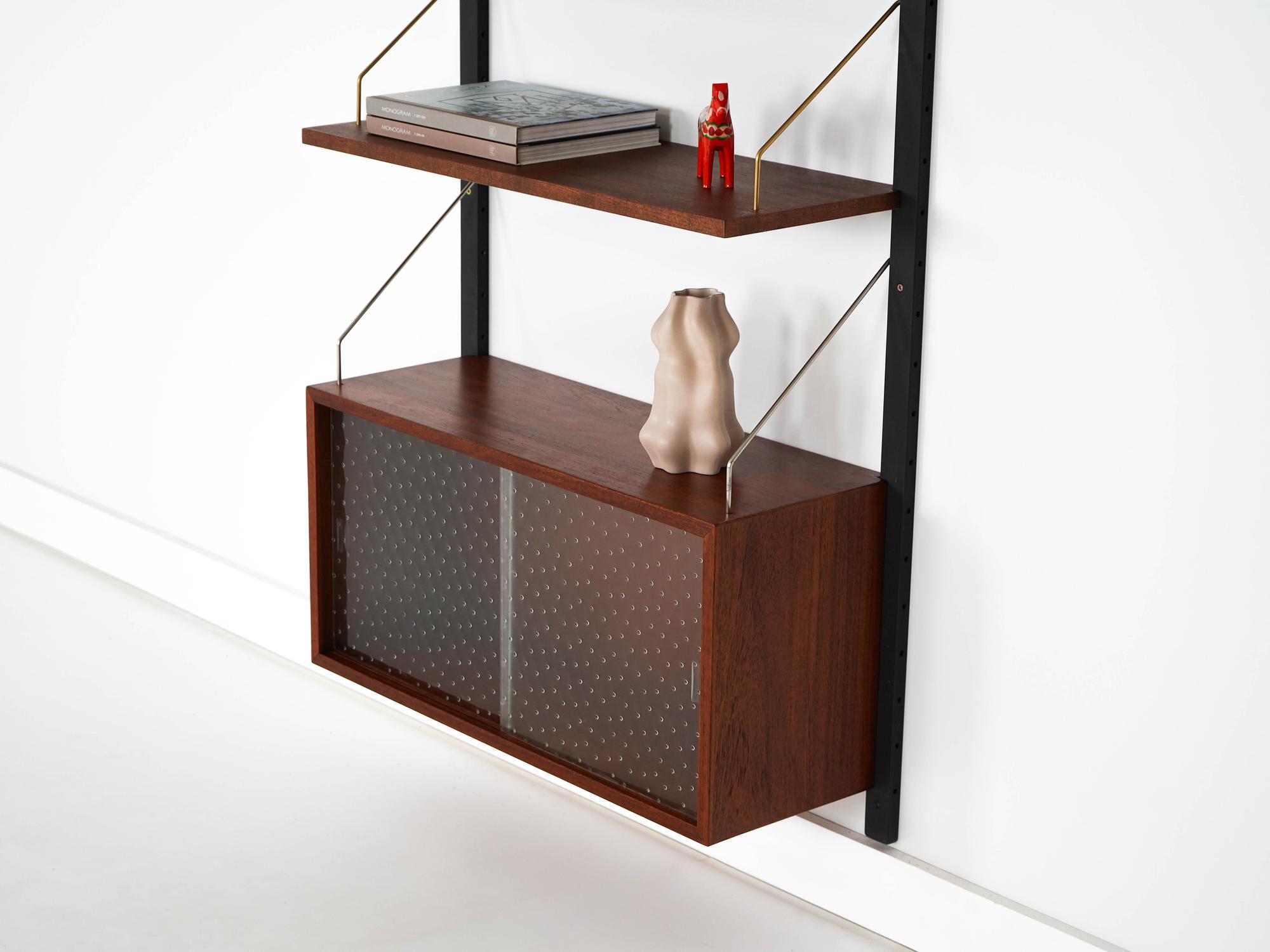Teak wall unit brown 1960s 4