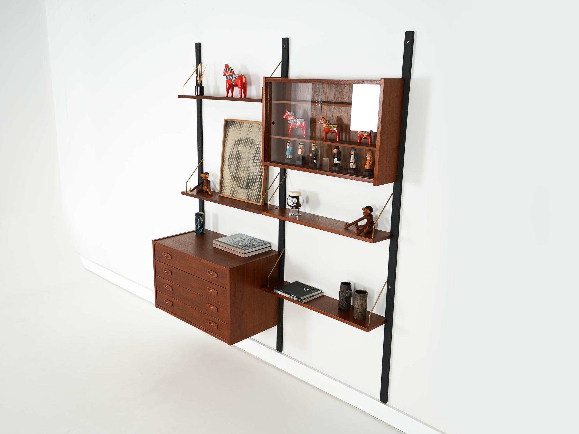 Teak wall unit PS System Brown 1960s 3