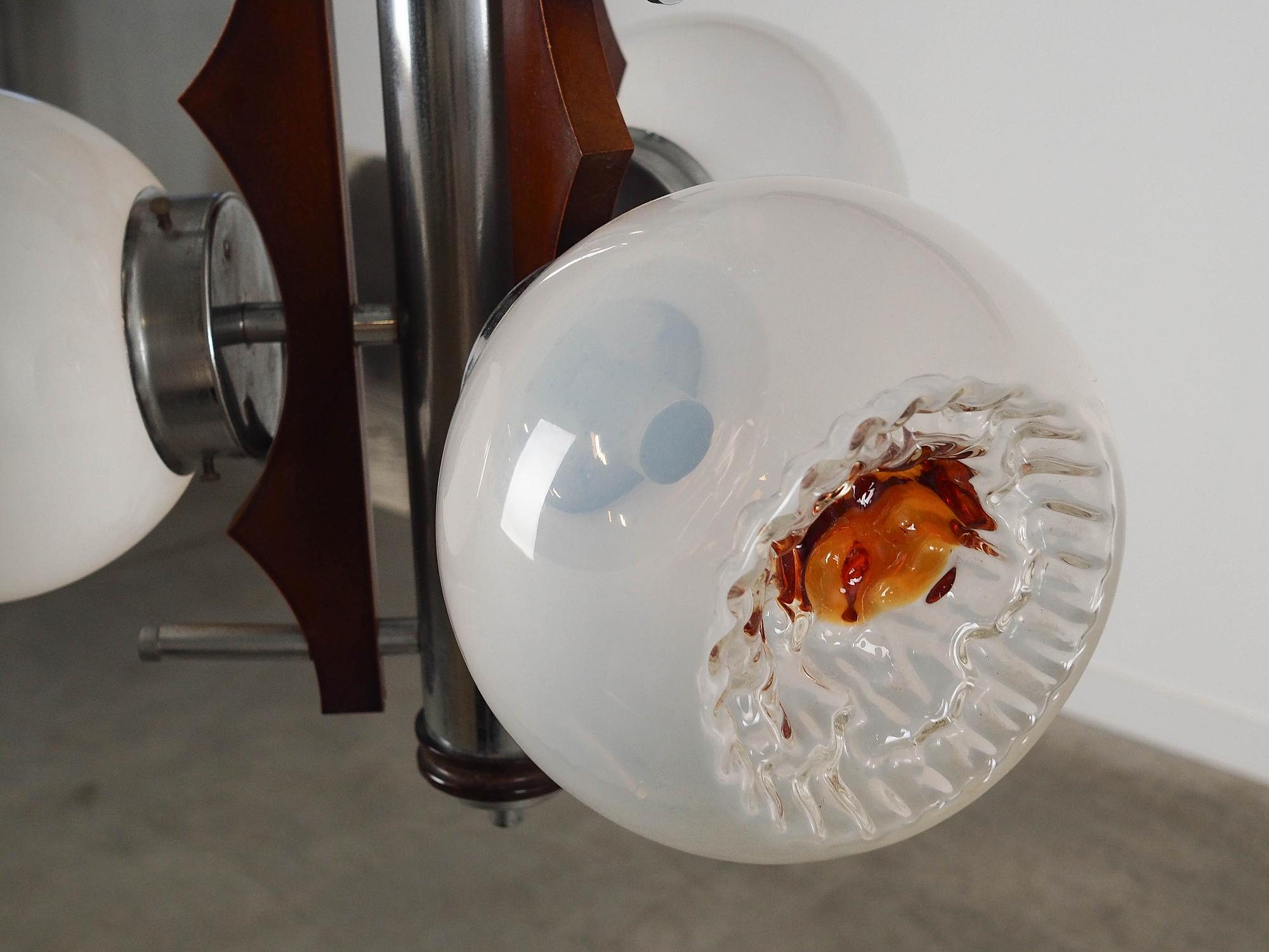 Hanging lamp Murano glass metal 1970s 3