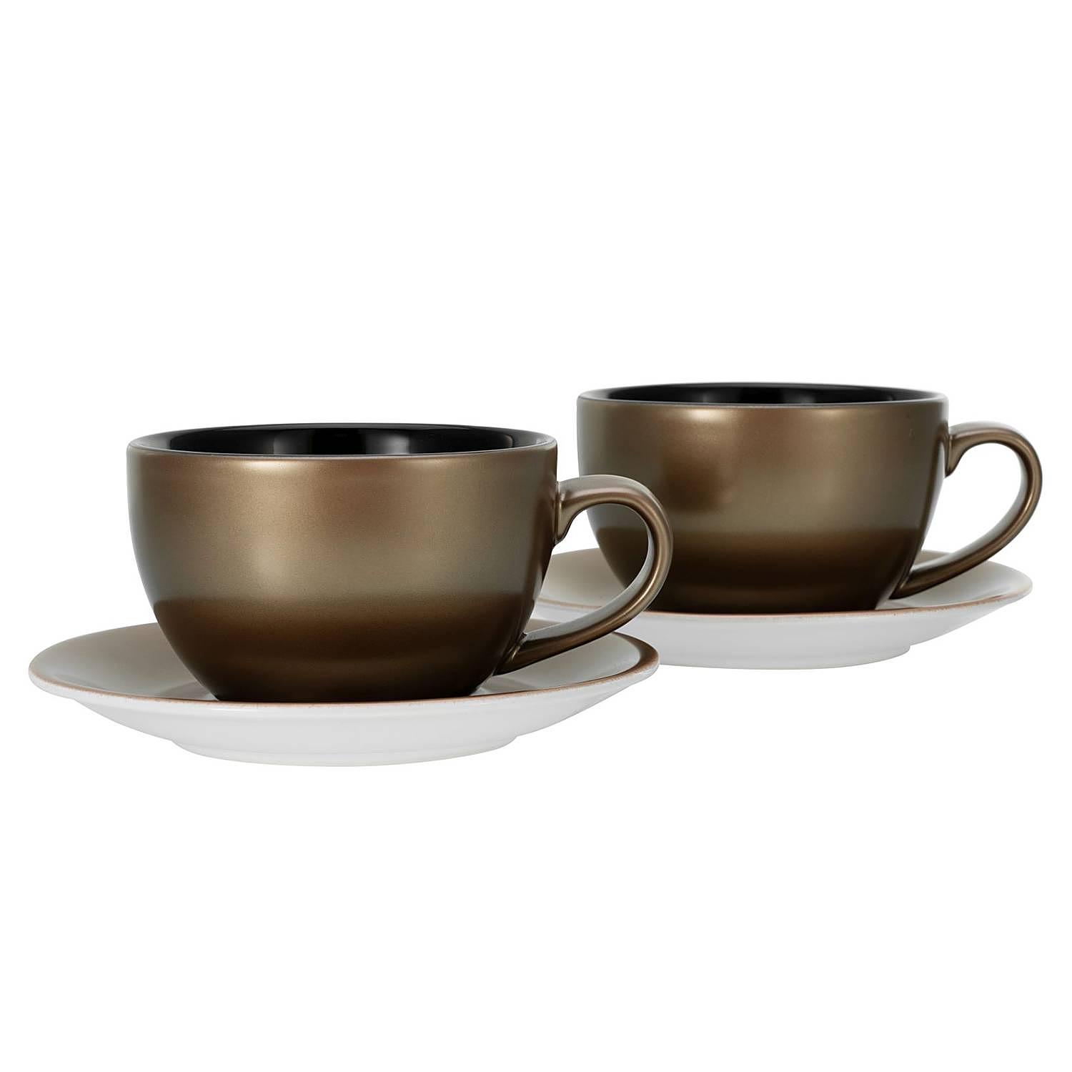 4-Piece Golden Days Cappuccino Cups Stoneware Black 0