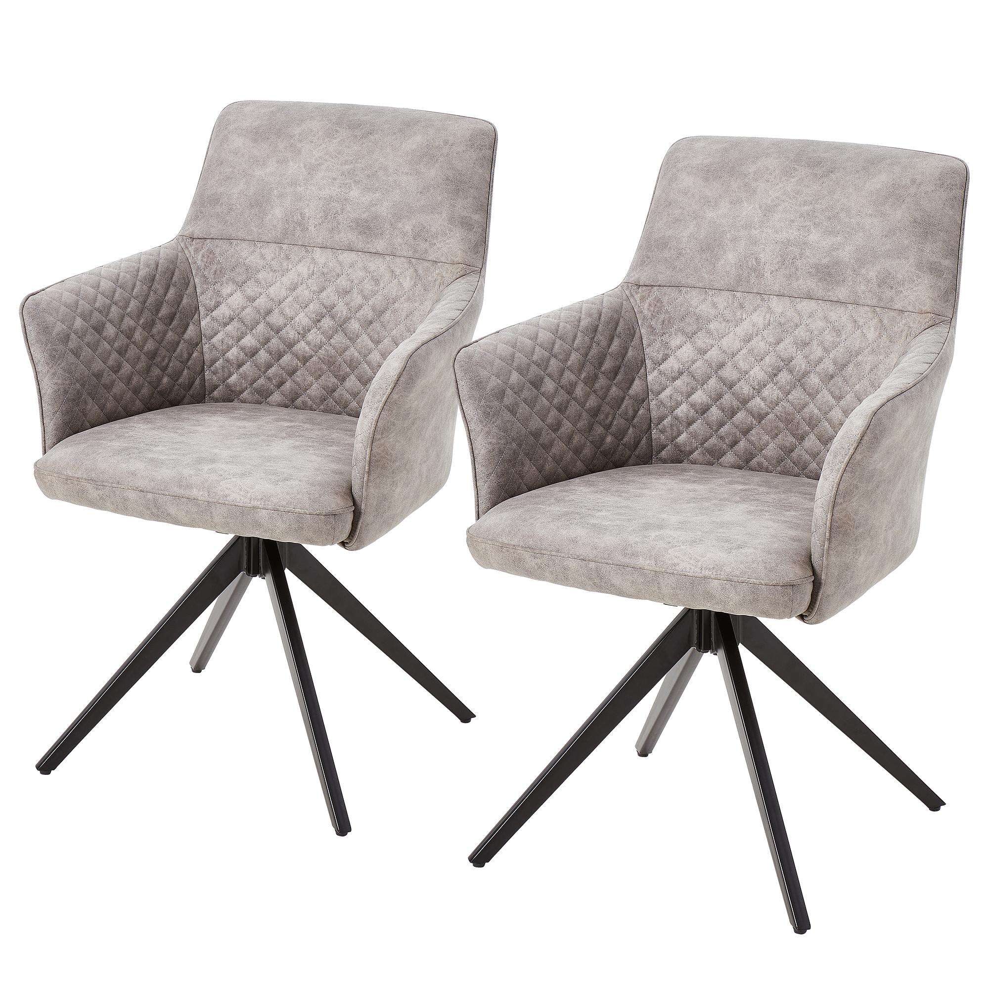 2x YEVOY Swivel Armchair Set Microfiber Iron Gray 0