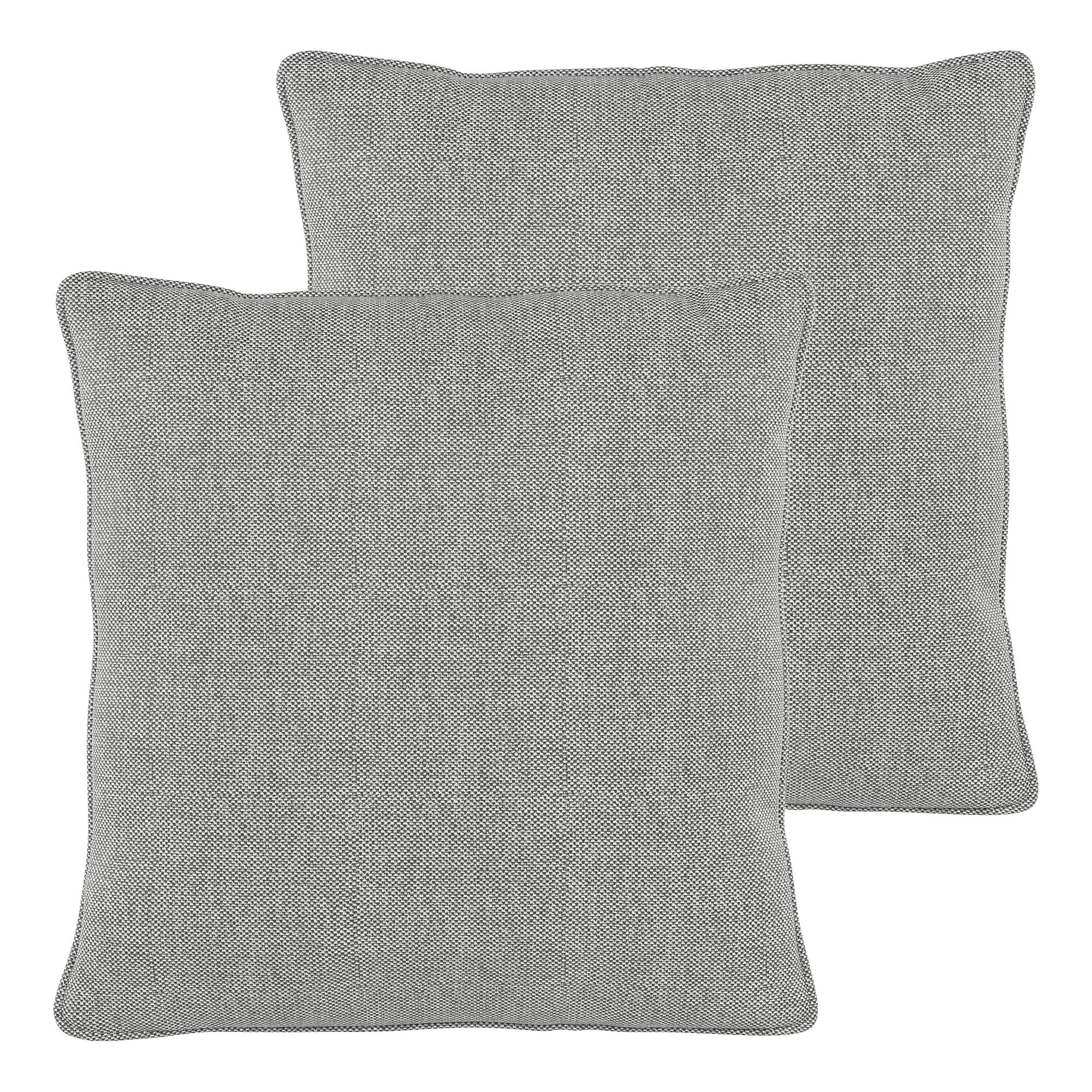2x Hudson Lounge Cushion Set Woven Fabric Saia Light Grey 75x75x17cm 0