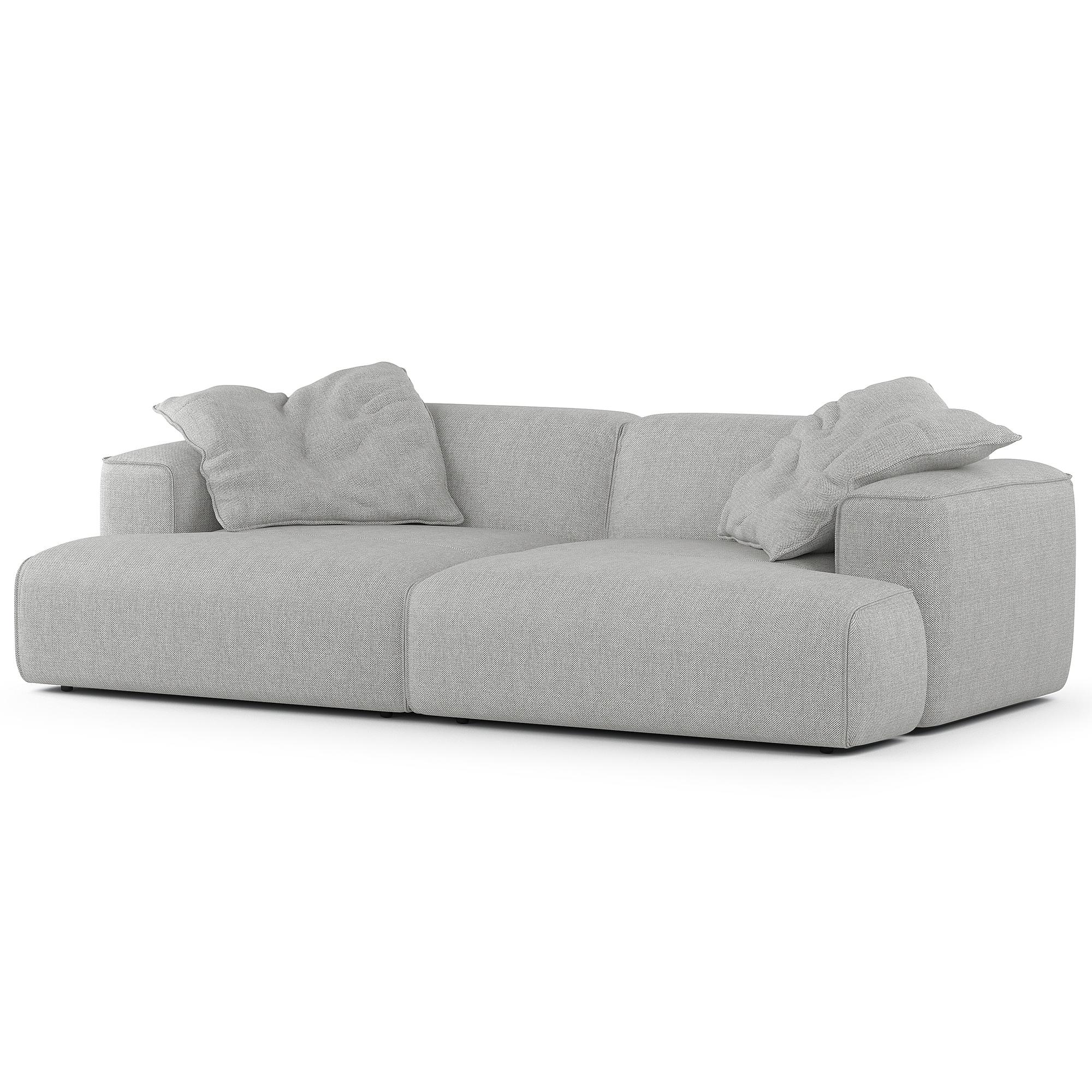 2x Hudson Lounge Cushion Set Woven Fabric Saia Light Grey 75x75x17cm 3