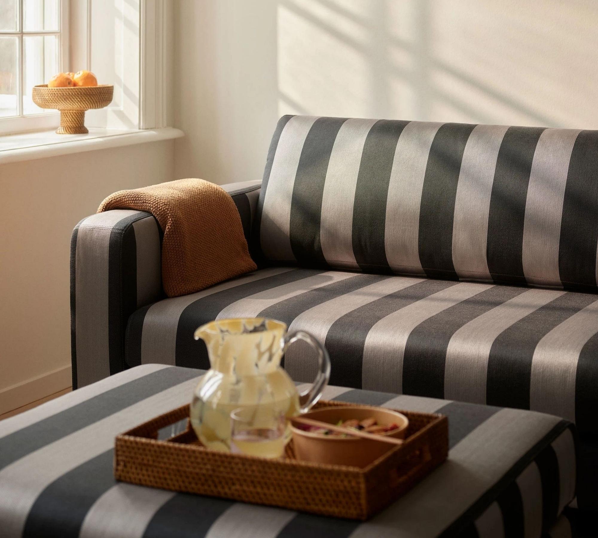 Dylan Sofa 3-seater Line Latte Black 1