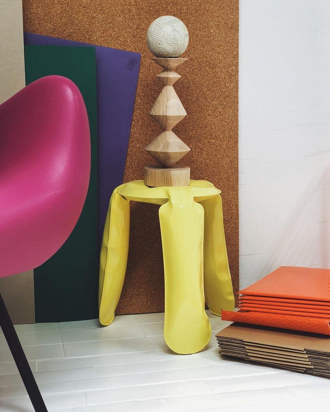 Plopp Mini Hocker Stahl Gelb Matt 2