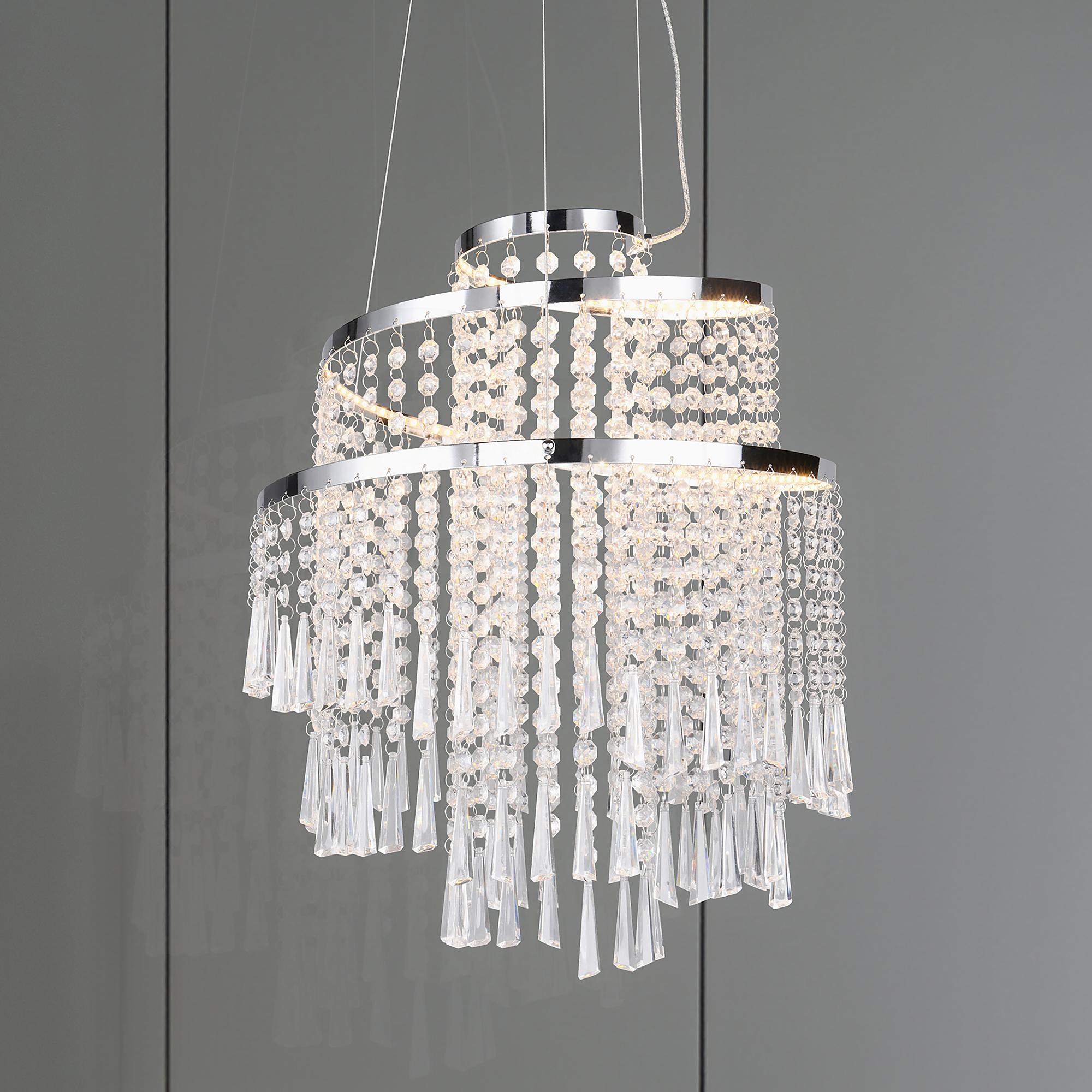 1-Flammig Pomp Typ A LED-Kronleuchter Eisen Acrylglas Silber 0
