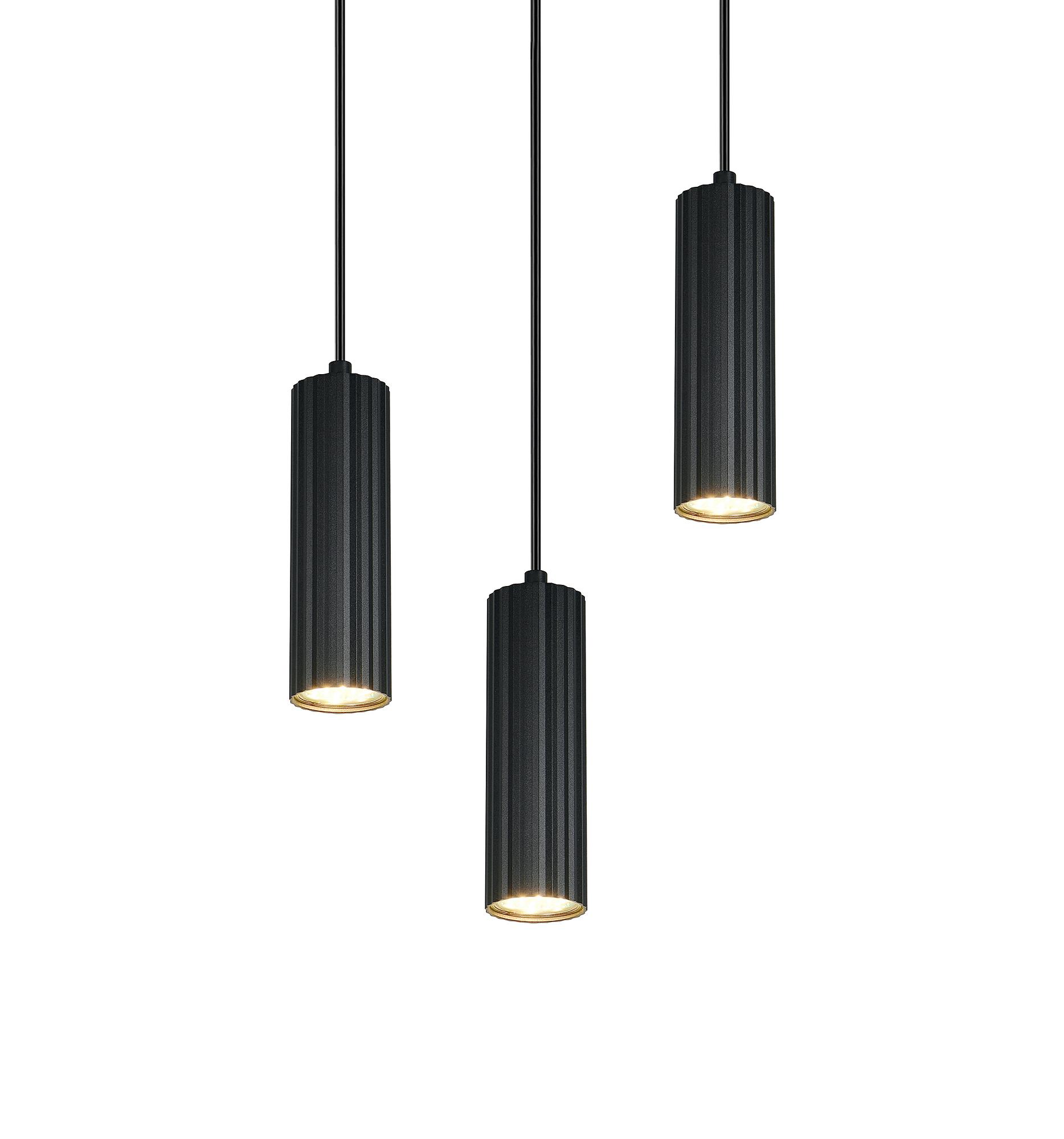 3-light Soka Pendant Light Iron Black 3