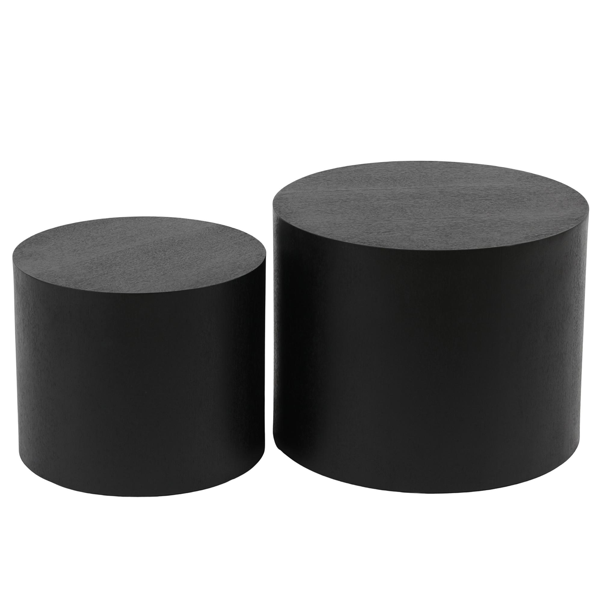 Elipse Side Table Set of 2 Real Wood Veneer Black Ash 0