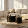 Elipse Side Table Set of 2 Real Wood Veneer Black Ash 1