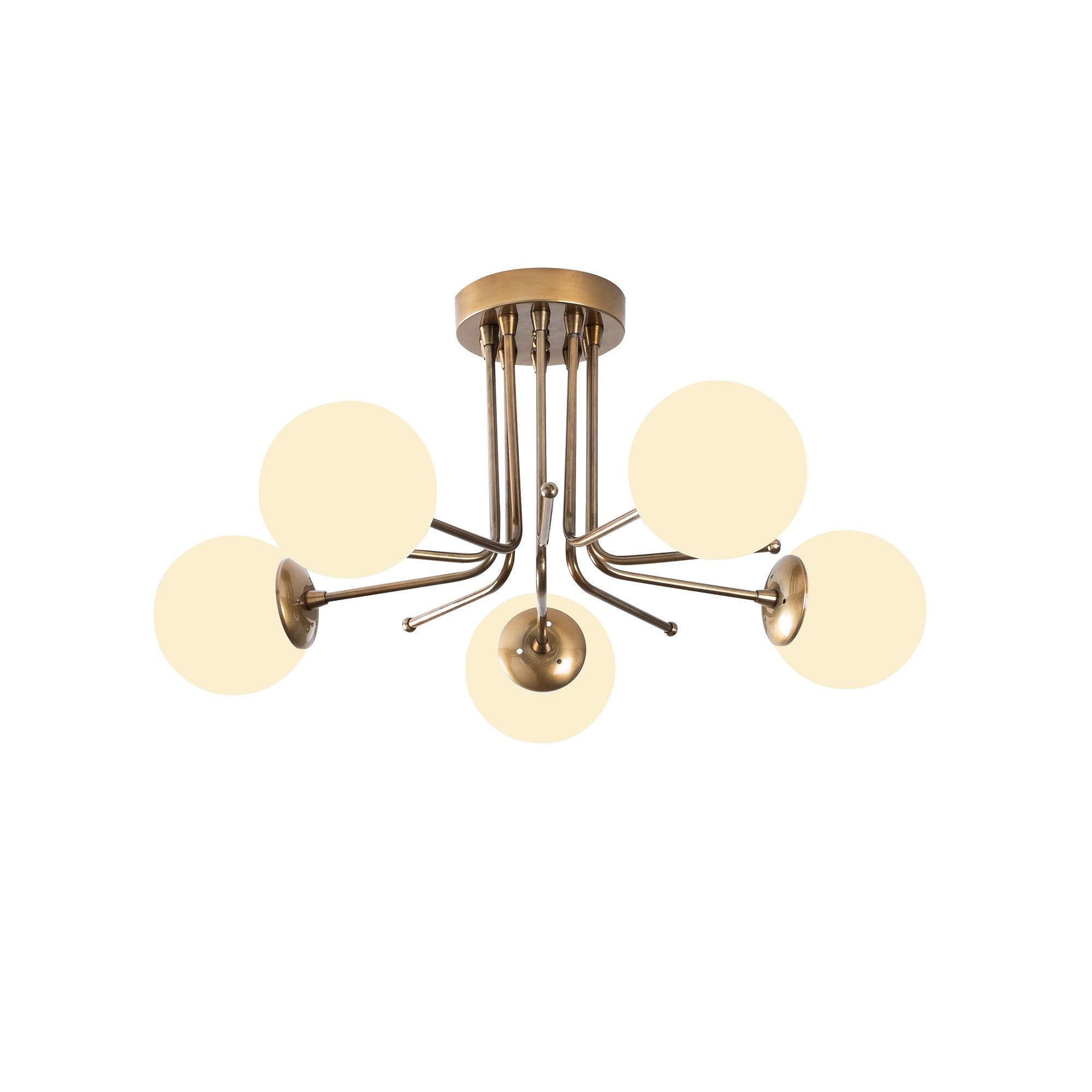 5-Flame Daisy Pendant Lamp 146-AV2 Iron Glass Gold 2