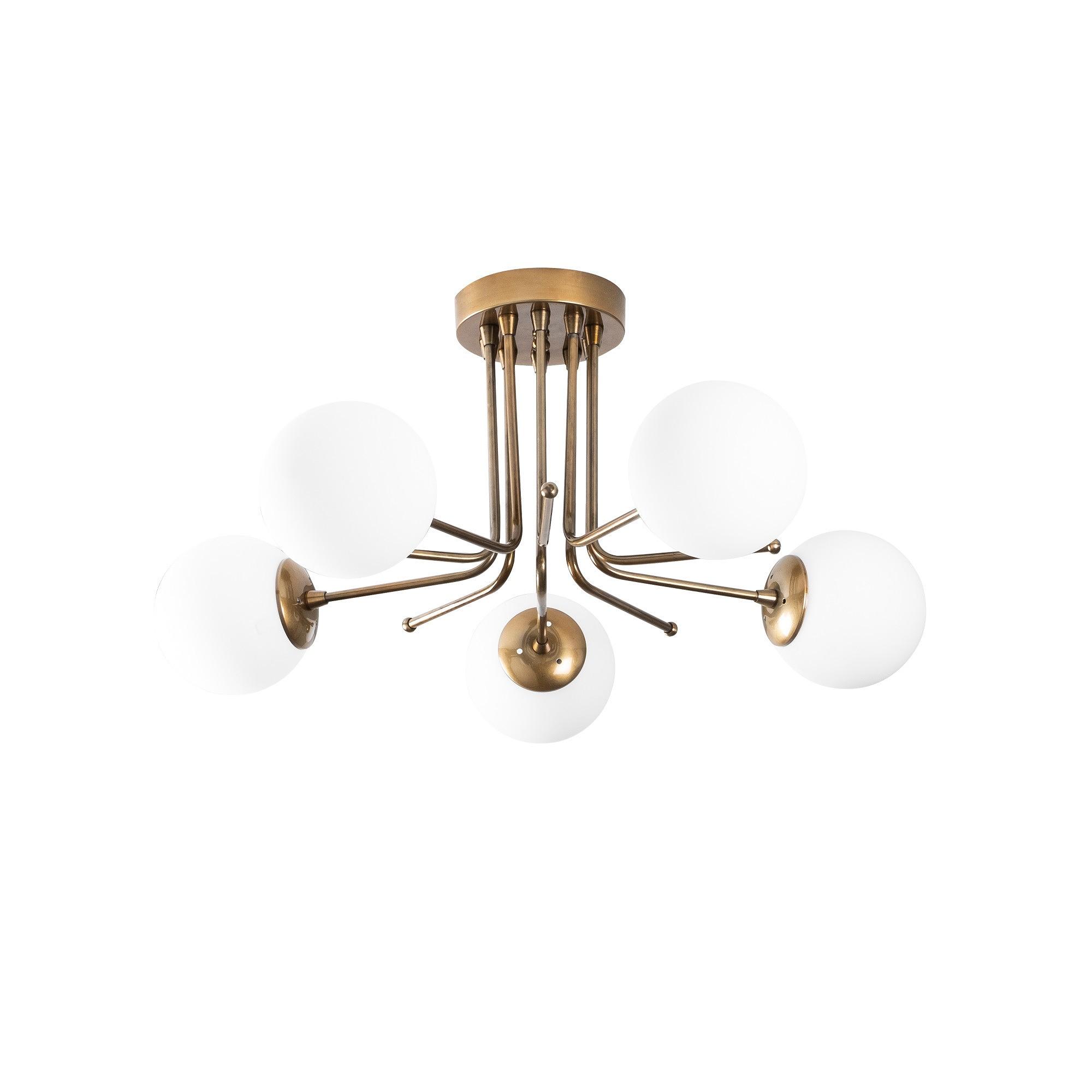 5-Flammig Daisy Hängelampe 146-AV2 Eisen Glas Gold 5