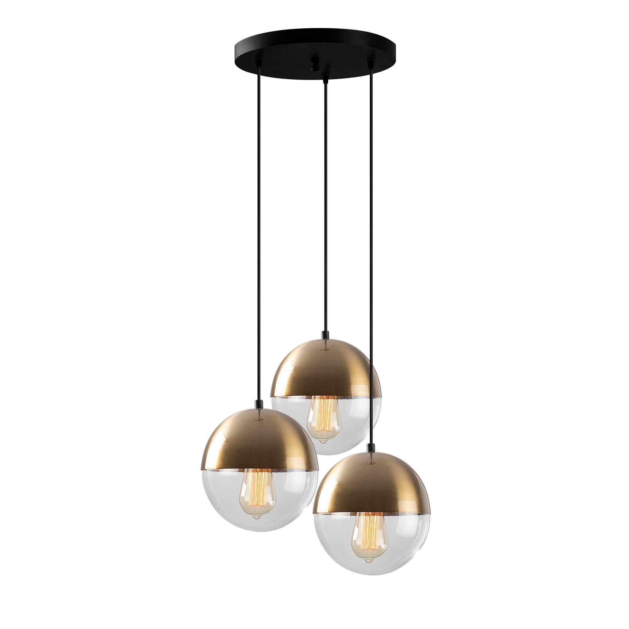 3-Flammig Bastos Pendant Lamp Metal Glass Gold 0