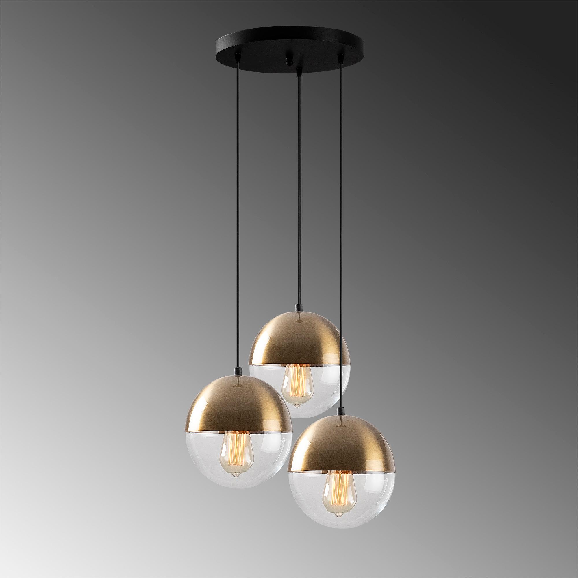 3-Flammig Bastos Hängelampe Metall Glas Gold 5