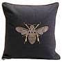 Glitter Bee Decorative Pillow Linen Black 0