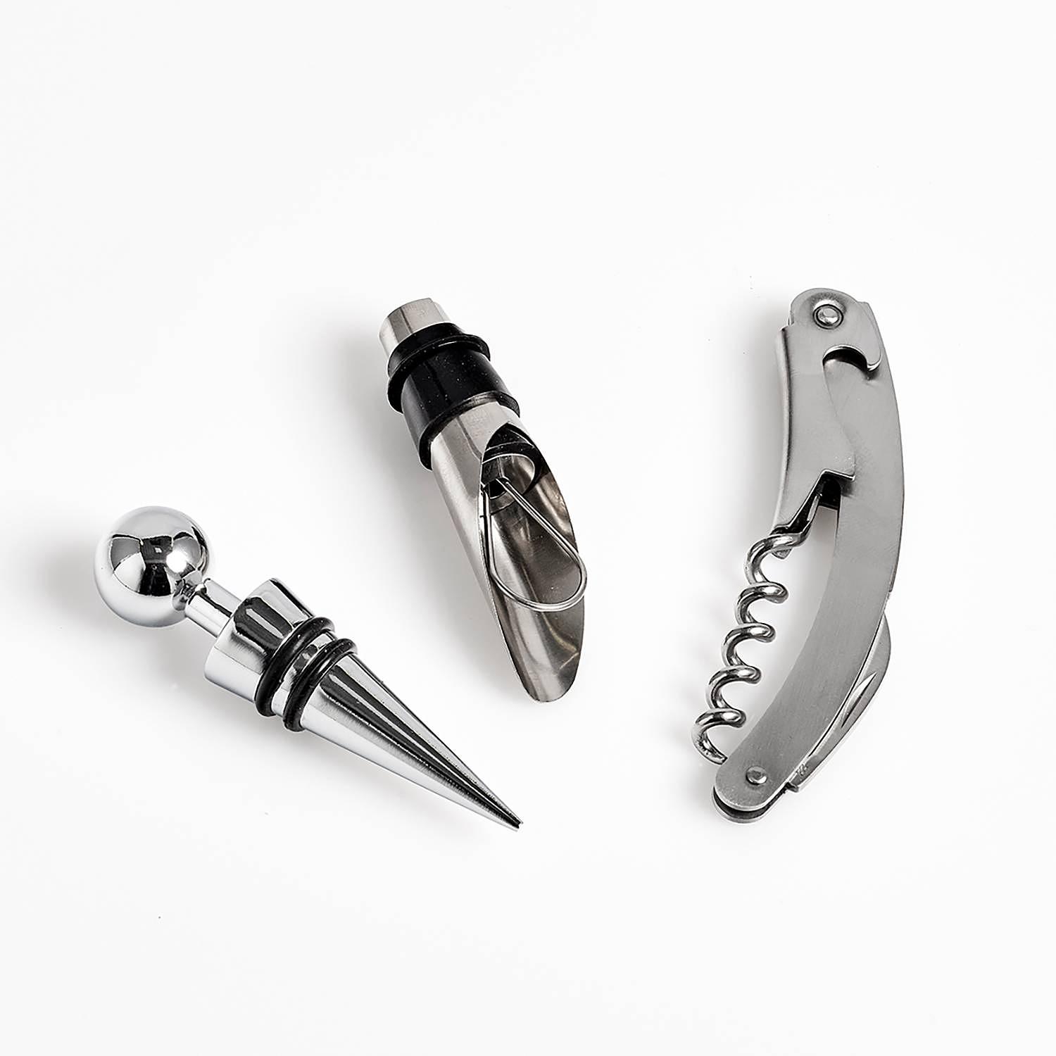 Owara Wein-Set 4-tlg. Edelstahl Silber 10x27,8x3cm 3