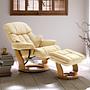Relaxsessel Grunewald mit Hocker Echtleder Kunstleder Creme 4