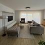 Sofa with ottoman velvet wood taupe 0
