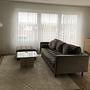 Sofa with ottoman velvet wood taupe 1