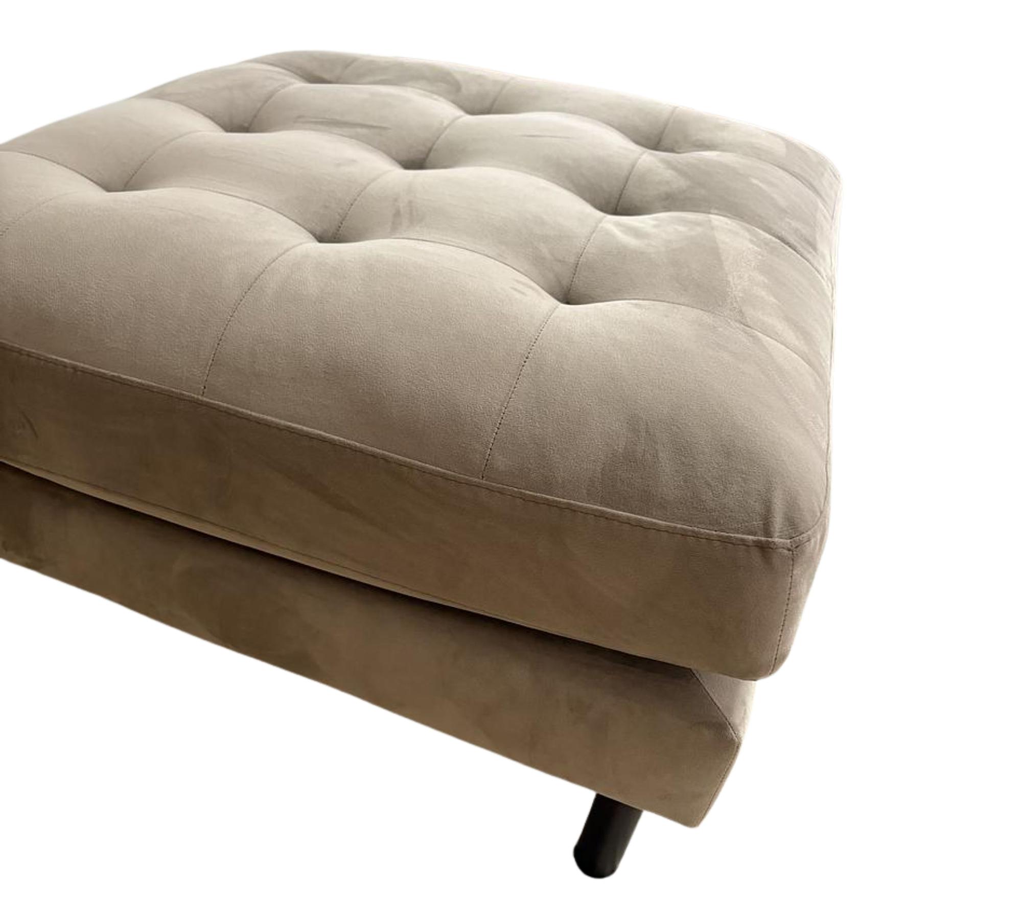 Sofa with ottoman velvet wood taupe 2