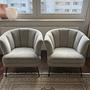 2x Cocktail Chairs Velvet Metal Grey 0