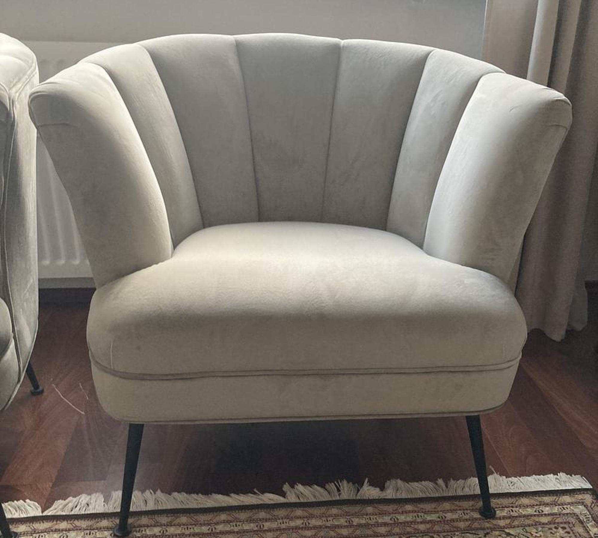 2x Cocktail Chairs Velvet Metal Grey 3