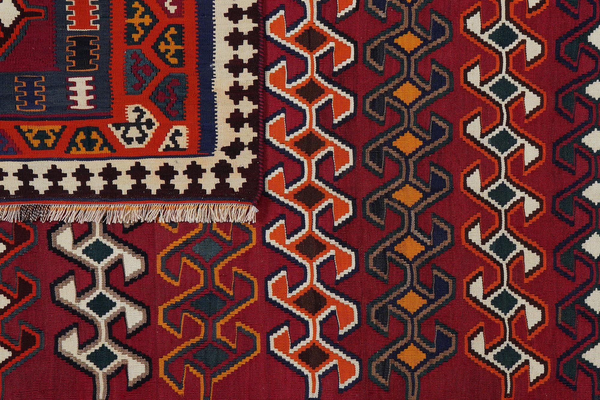 Kelim Gashgai Old Carpet Wool Red 4