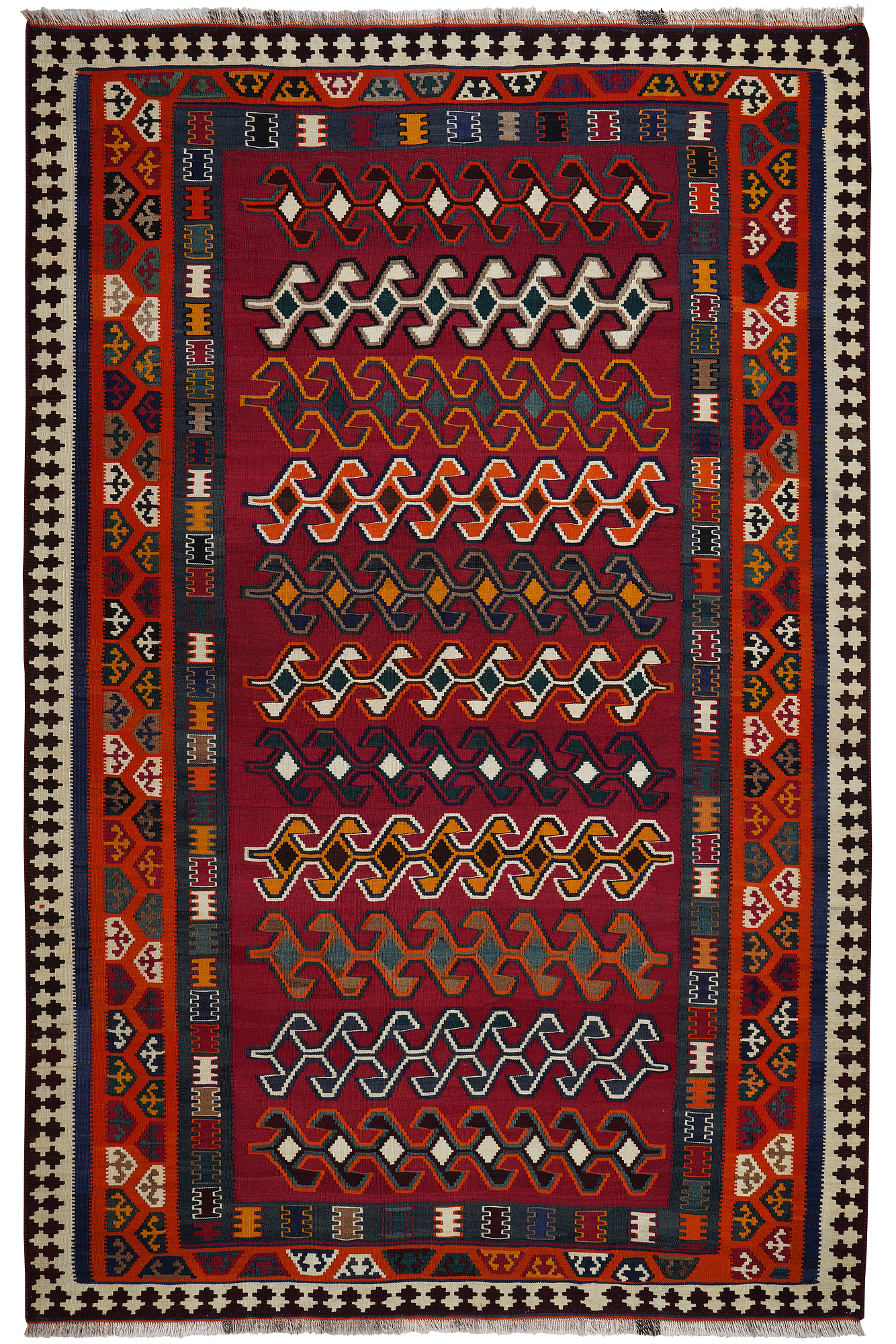 Kelim Gashgai Old Teppich Wolle Rot 0