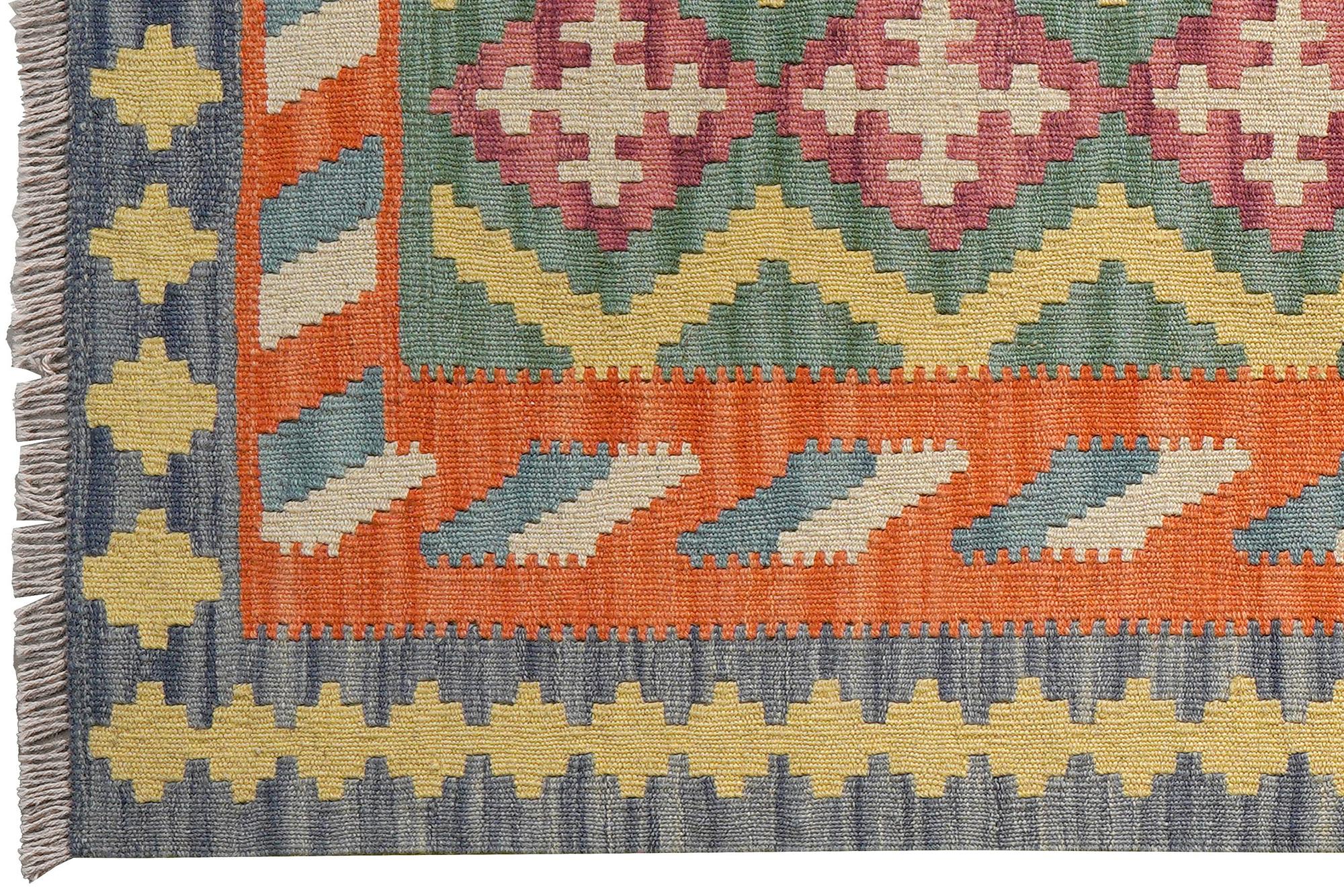 Kelim Gashgai Teppich Wolle Grün 1