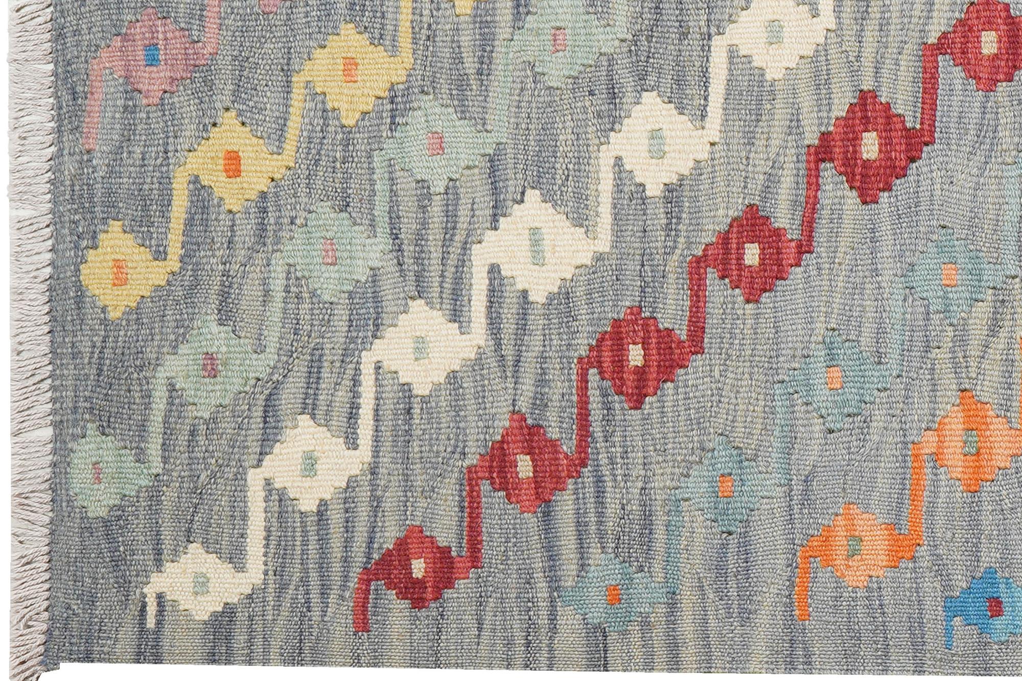 Kelim Gashgai 192x85cm Grigio 1