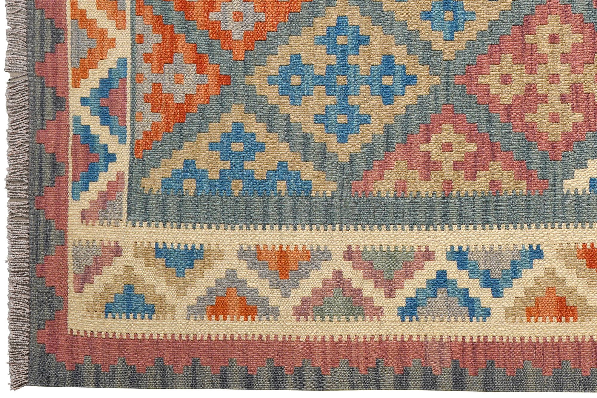 Kelim Gashgai Teppich Wolle Grün 1