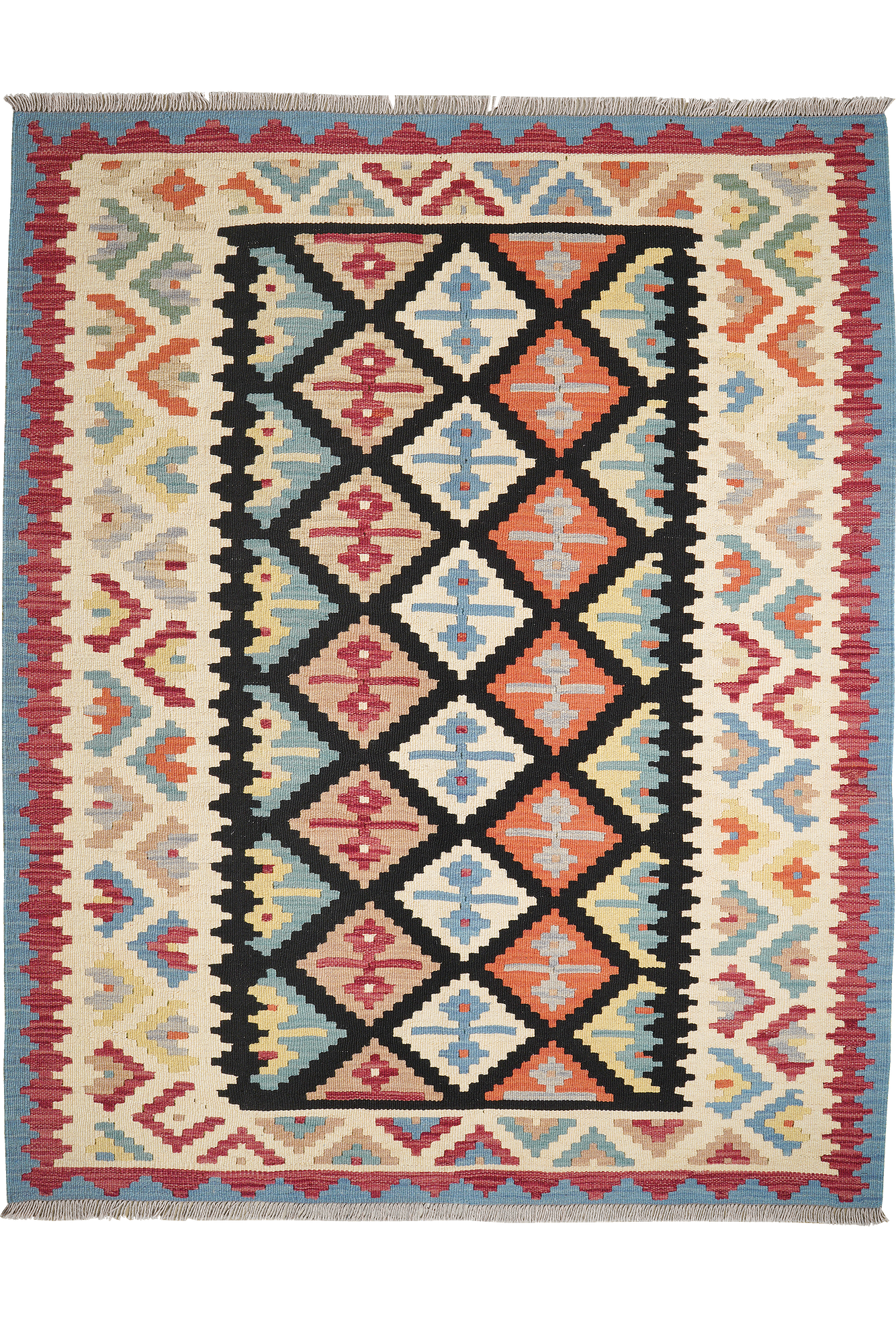 Kelim Gashgai Teppich Wolle Schwarz 0