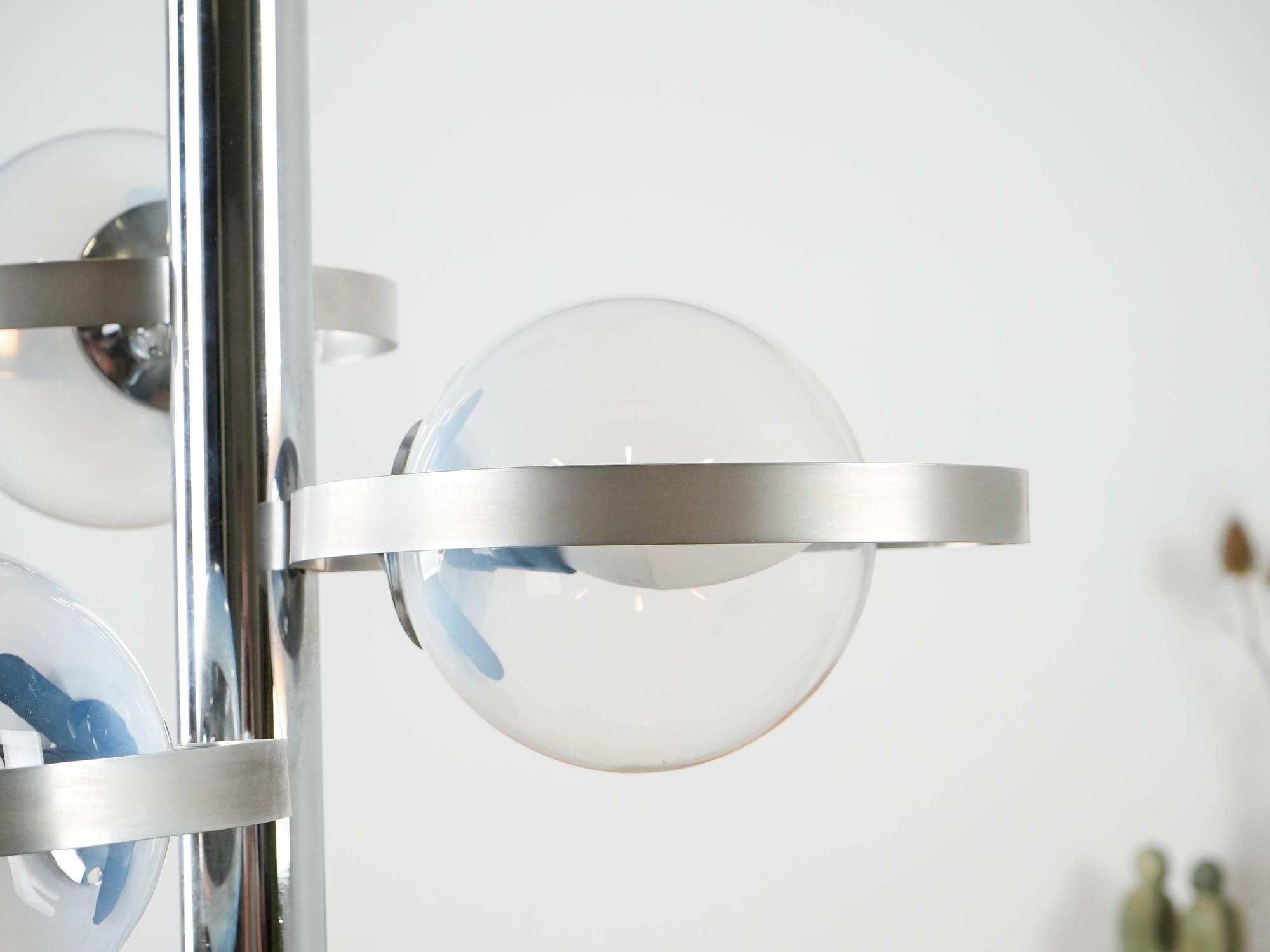 Lampada a sospensione Space Age metallo bianco anni '70 5