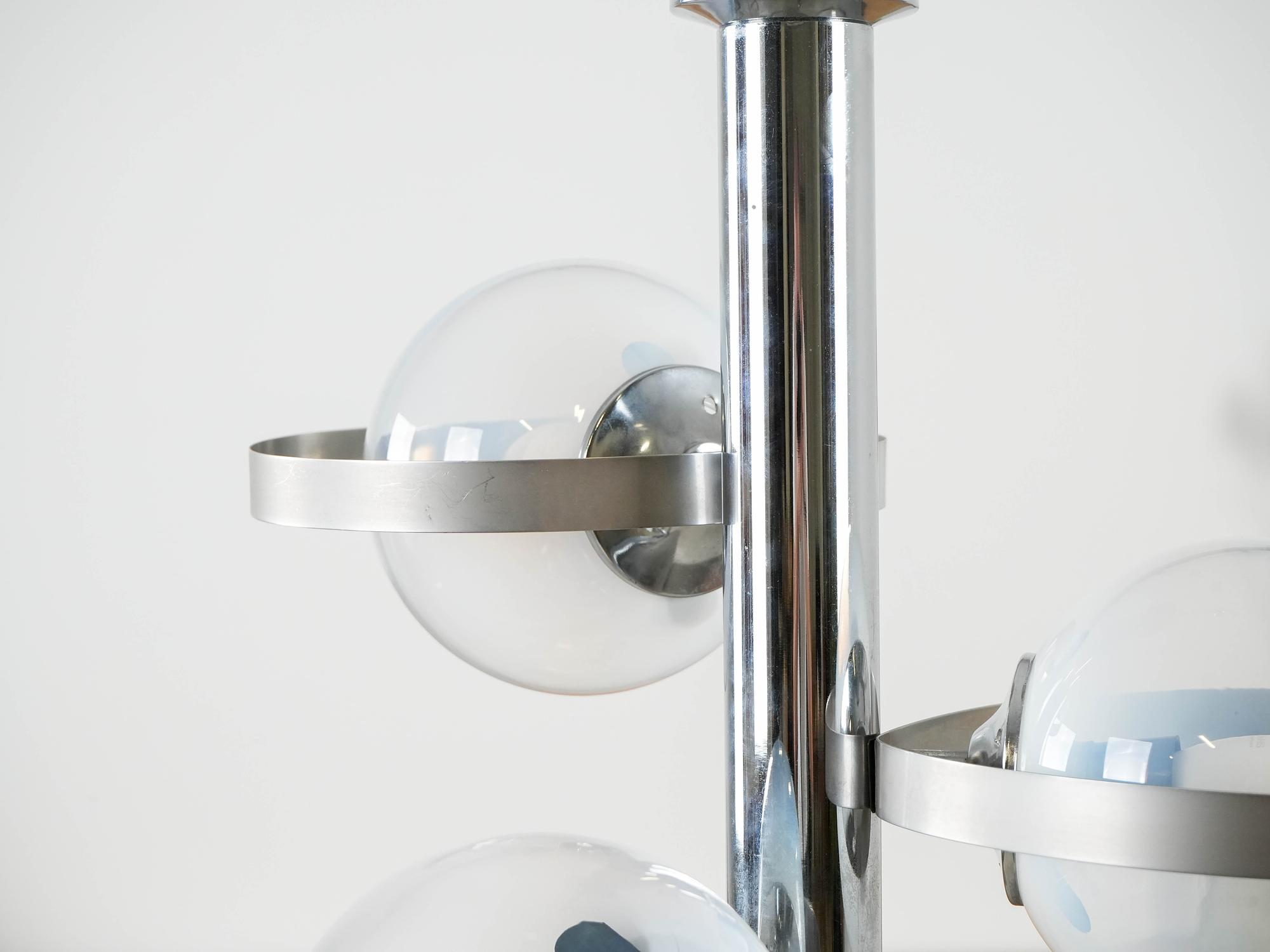 Space Age pendant lamp metal white 1970s 6