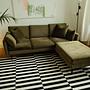 3-seater Scandinavia sofa and ottoman velvet dark green 0