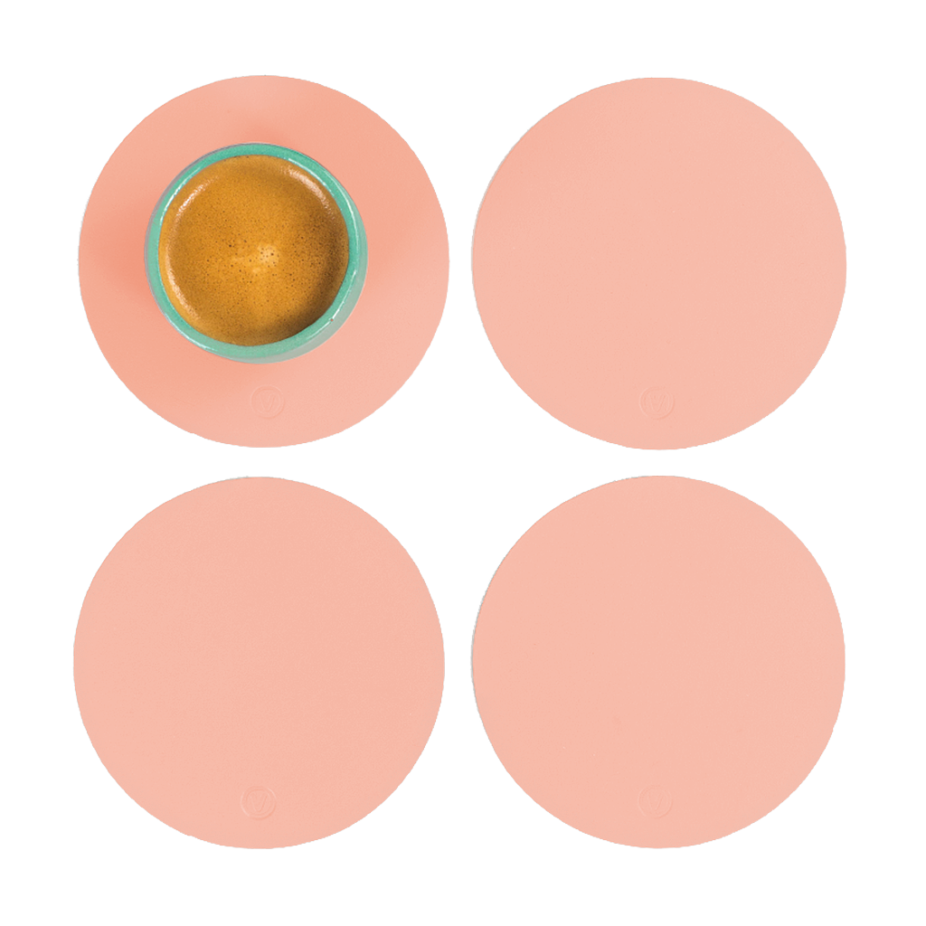 4x Coaster Round Pink 0
