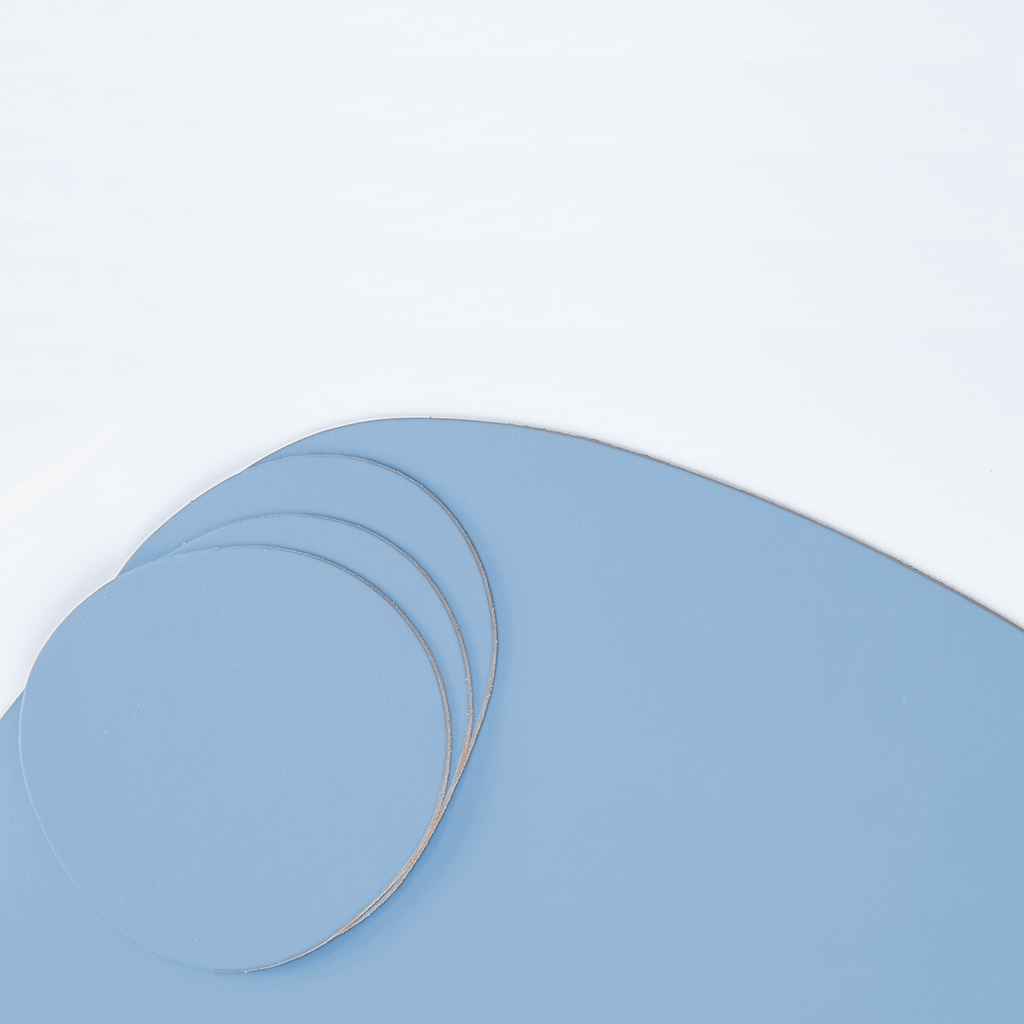 4x Stone Coasters 100% Recycled Leather Light Blue 3