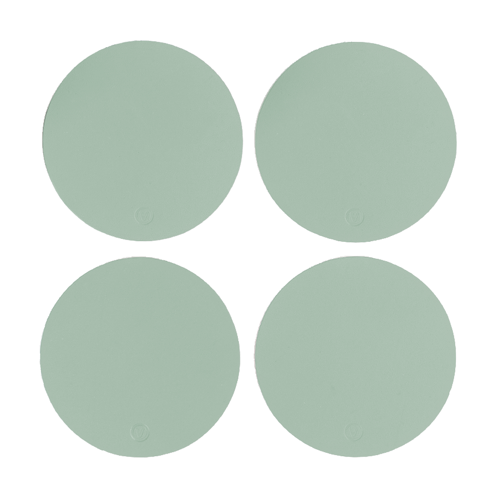 4x Untersetzer Rund 100% Recyceltes Leder Mint 1