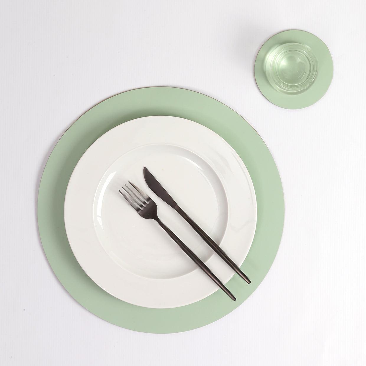 Tischset Rund 100% Recyceltes Leder Mint 4